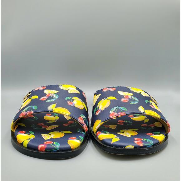 NIB Michael Kors Deanna Sequined Fruit Print Slide Sandal Navy Multi Size 7M - Picture 2 of 16